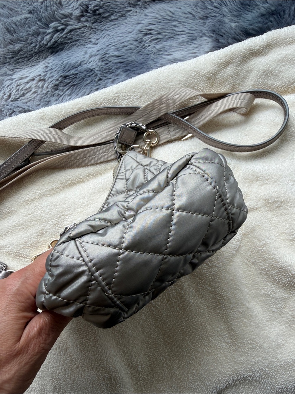 MZ Wallace Quilted Crossbody Bag in Light Gold Taupe color - Picture 3 of 6